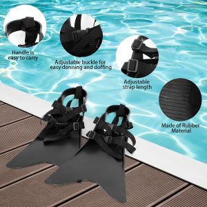 Float Tube Fins, One Size Adjustable Foot Pocket Flippers, Float Tube Fins for Fishing for Diving, for Adult Men Women