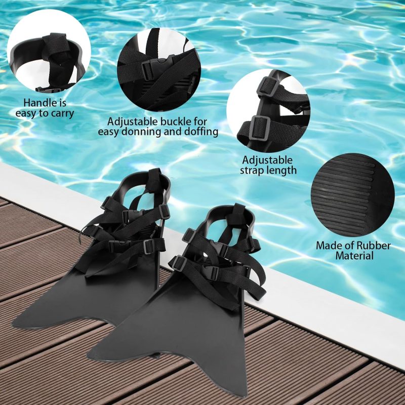 Float Tube Fins, One Size Adjustable Foot Pocket Flippers, Float Tube Fins for Fishing for Diving, for Adult Men Women