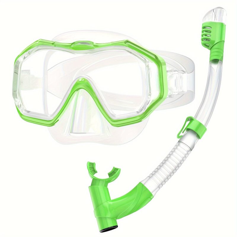 One large frame diving mask with wide vision, breathing tube, anti-fog and waterproof swimming goggles, snorkeling equipment