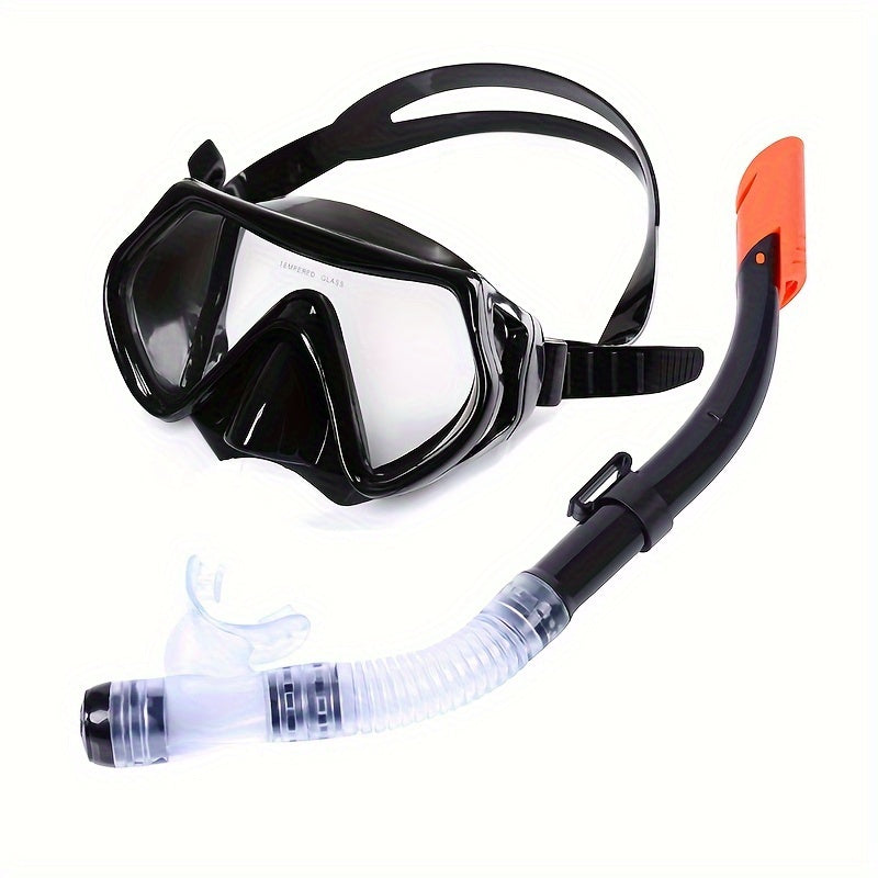 1 set of snorkeling equipment, diving goggles with snorkel, large-frame swimming goggles