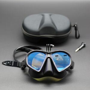 962f1936-6f19-4283-bd57-3a67c8e0c927-1 Tempered Glass Diving Mask With Storge Box, Waterproof And Anti Fog Electroplating Goggles With J-shaped Bracket For Camera