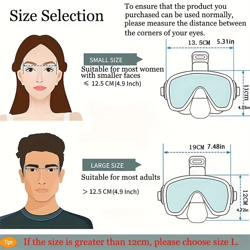 1 snorkeling and diving mask with snorkel, anti-fog and anti-leak diving goggles for swimming, snorkeling and travel diving