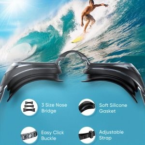 Adult swimming goggles, 180° panoramic view, anti-fog and non-leakage swimming goggles, with replaceable nose bridge, swimming gear