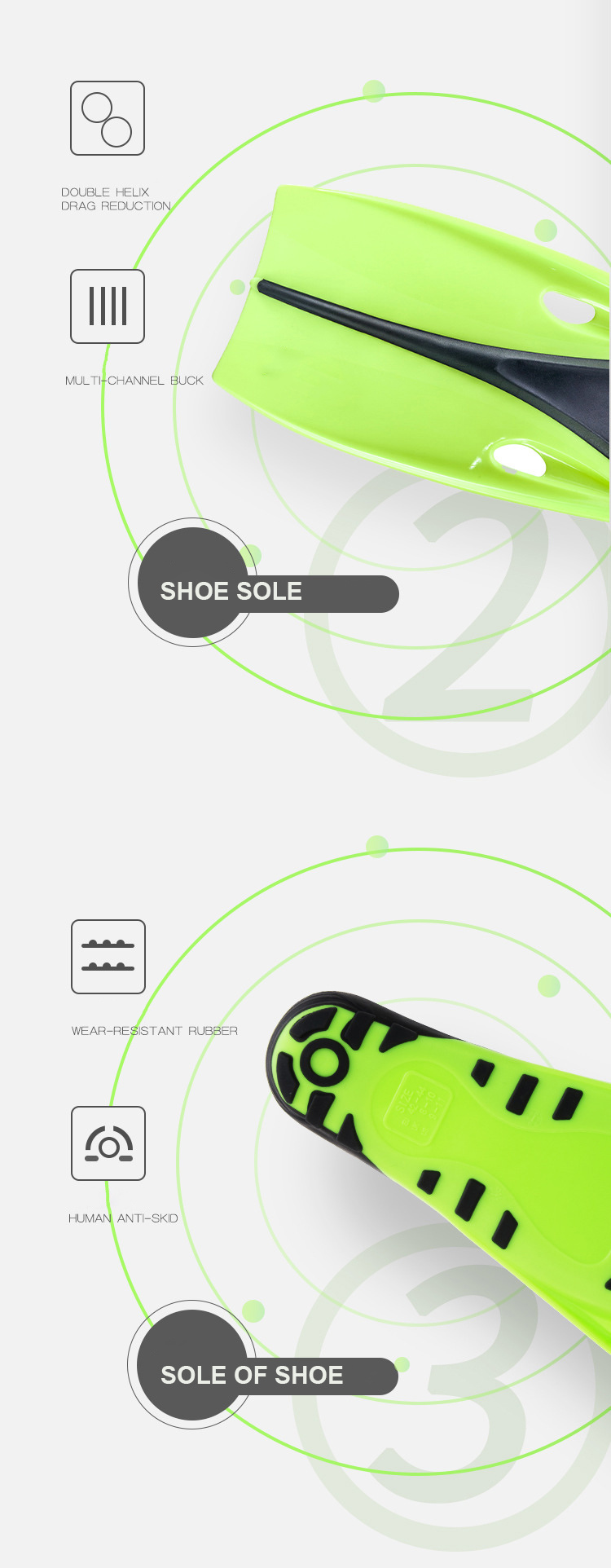 Wear-Resistance Rubber Custom Logo OEM Acceptable Diving Fins
