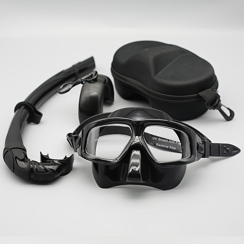 One large-frame diving mask with snorkel, anti-fog diving kit, storage box included