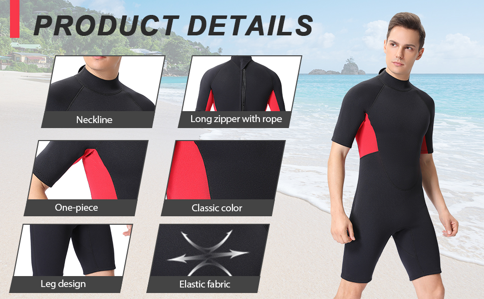 2mm red wetsuit shotry 