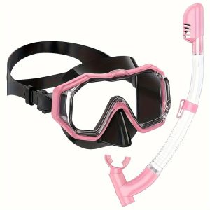 One large frame diving mask with wide vision, breathing tube, anti-fog and waterproof swimming goggles, snorkeling equipment