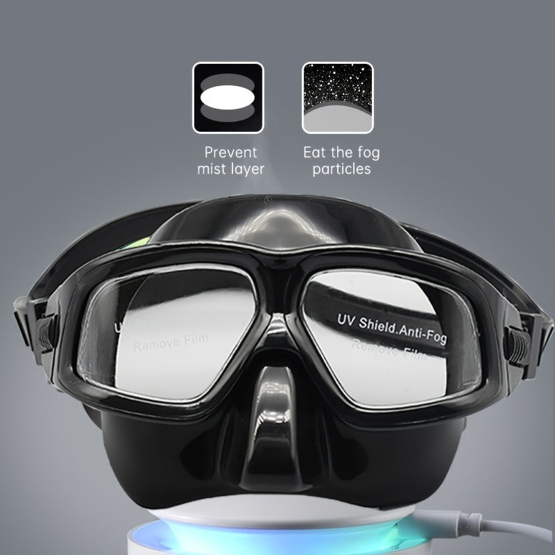 One large-frame diving mask with snorkel, anti-fog diving kit, storage box included