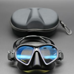 Tempered Glass Diving Mask With Storge Box, Waterproof And Anti Fog Electroplating Goggles With J-shaped Bracket For Camera