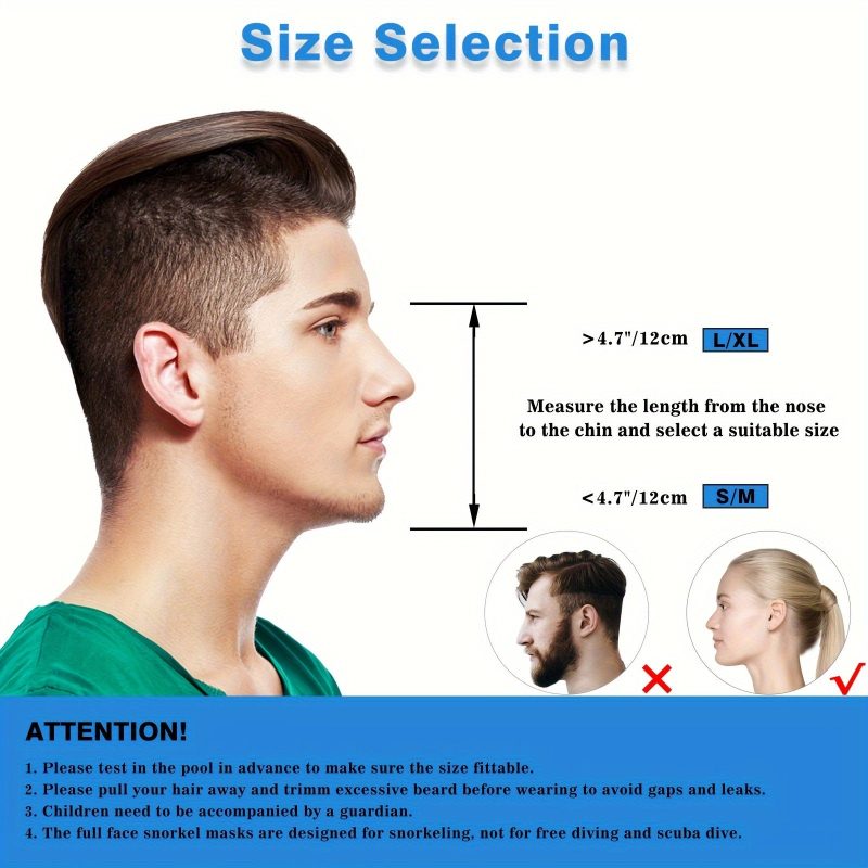 Full cover snorkeling mask, 180 degree panoramic HD snorkeling mask, adult male and female leak proof dry top set