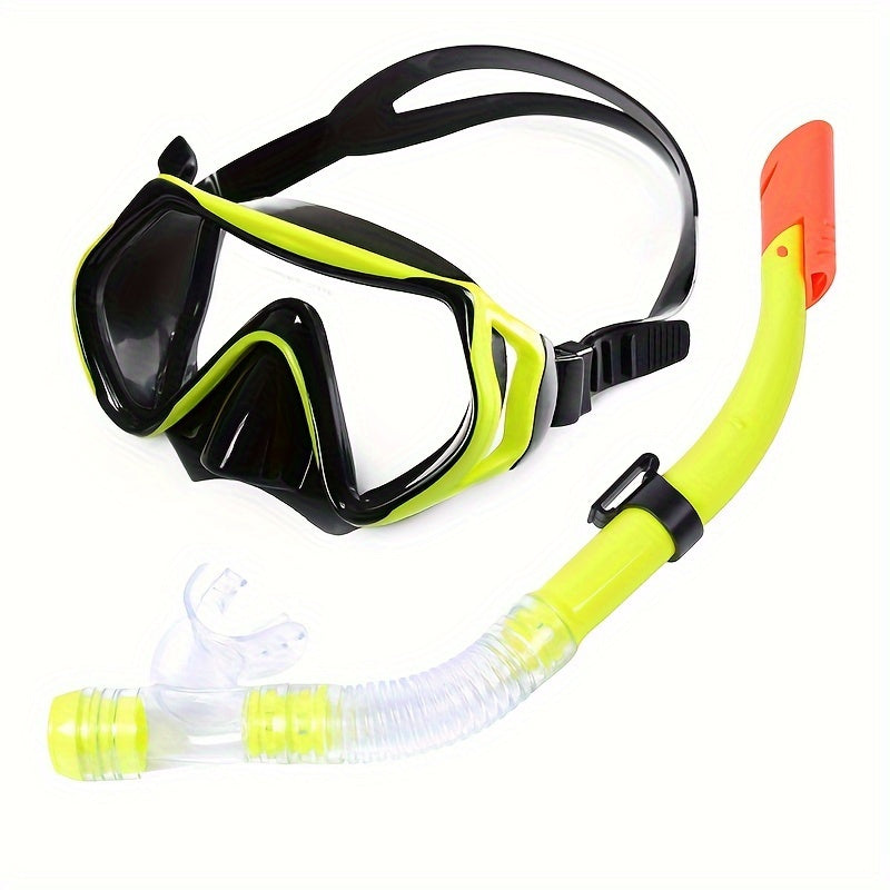 1 set of snorkeling equipment, diving goggles with snorkel, large-frame swimming goggles