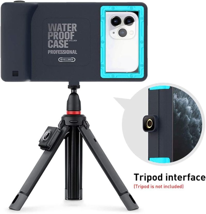 Professional [15m/50ft] Snorkeling Underwater Phone case Swimming Diving Case Photo Video Waterproof Protective Housing for Galaxy and iPhone Series Smartphones with Lanyard Teal