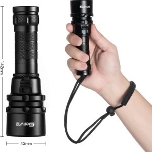 Scuba Diving Flashlight Dive Torch 2000 Lumen Waterproof Underwater XM-L2 LED Submarine Lights Holder with Rechargeable Battery, Charger for Under Water Deep Sea Cave at Night