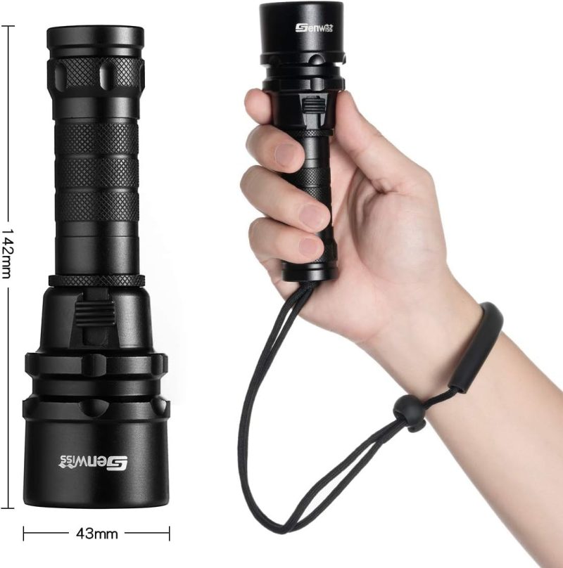Scuba Diving Flashlight Dive Torch 2000 Lumen Waterproof Underwater XM-L2 LED Submarine Lights Holder with Rechargeable Battery, Charger for Under Water Deep Sea Cave at Night