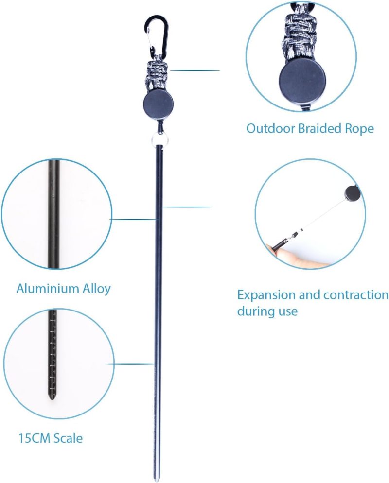 Diving Stick,Scuba Stick Pointer Lobster Tickle Stick Pointer with Retractable Gear Tethers Aluminium Alloy 13inch Tickle Tools Measurem and Underwater Shaker Noise Scuba Gear