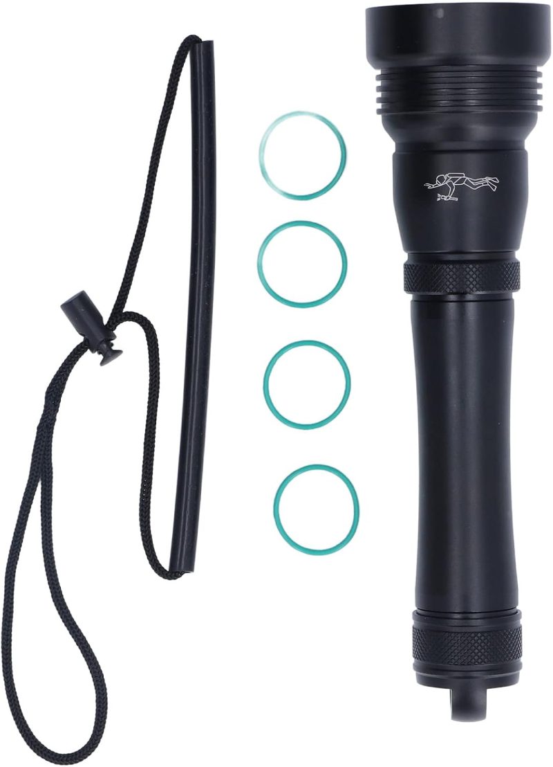 5000lm Diving Flashlight, Super Bright Underwater Diving Flashlight with 3 Modes, IP8 Waterproof Night Dive Torch 100 Meters Submersible Light