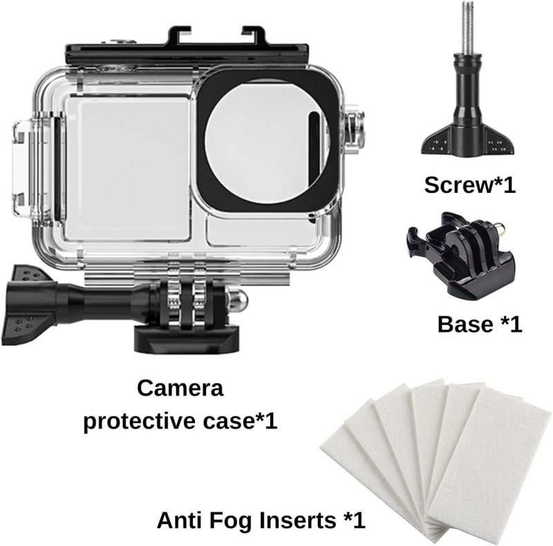 Waterproof Housing Case Cover for DJI OSMO Action 3/4, Underwater Diving Protective Shell with Bracket & Anti Fog Inserts Recycle Drying for ACTION3 Action 4, 45M