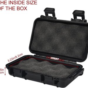 Waterproof Box Shockproof Dry Storage Box, Hard Plastic Protective Grip Carry Touch Phone Case + Foam + Handle for Fishing Camping Hiking (Small -Black)