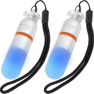 2Pcs Scuba Dive Strobe Signal Light, Mini Tank Light Night Dive Marker Light, Underwater 150M LED Flashing Safety Light Beacon Diving Light with AAA Battery (Blue)