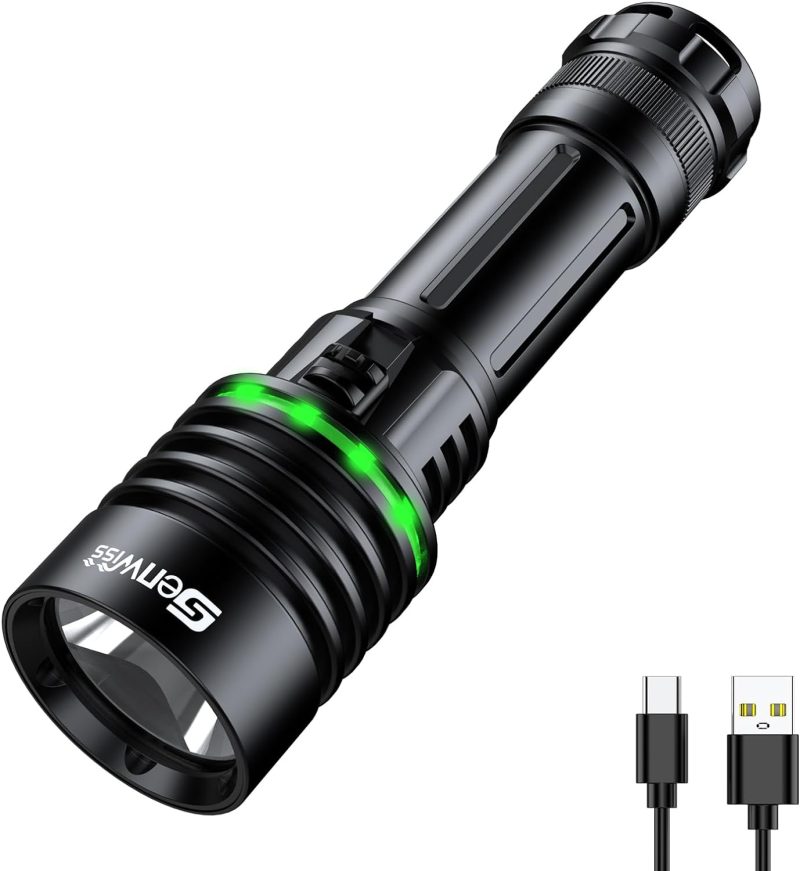 Scuba Diving Flashlight Dive Torch 2000 Lumen Waterproof Underwater XM-L2 LED Submarine Lights Holder with Rechargeable Battery, Charger for Under Water Deep Sea Cave at Night