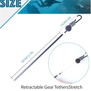 Diving Stick,Scuba Stick Pointer Lobster Tickle Stick Pointer with Retractable Gear Tethers Aluminium Alloy 13inch Tickle Tools Measurem and Underwater Shaker Noise Scuba Gear