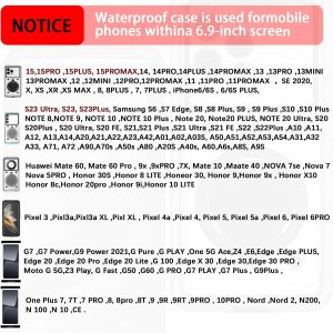 Waterproof Phone Case/Pouch,[15m/50ft] Photo&Video Self-Check Underwater Pouch Dry Bag Beach Travel Essentials Snorkeling Case for iPhone 15 14 13 11 12/Samsung S24/LG,Google/Xiaomi/Nokia/Motorola