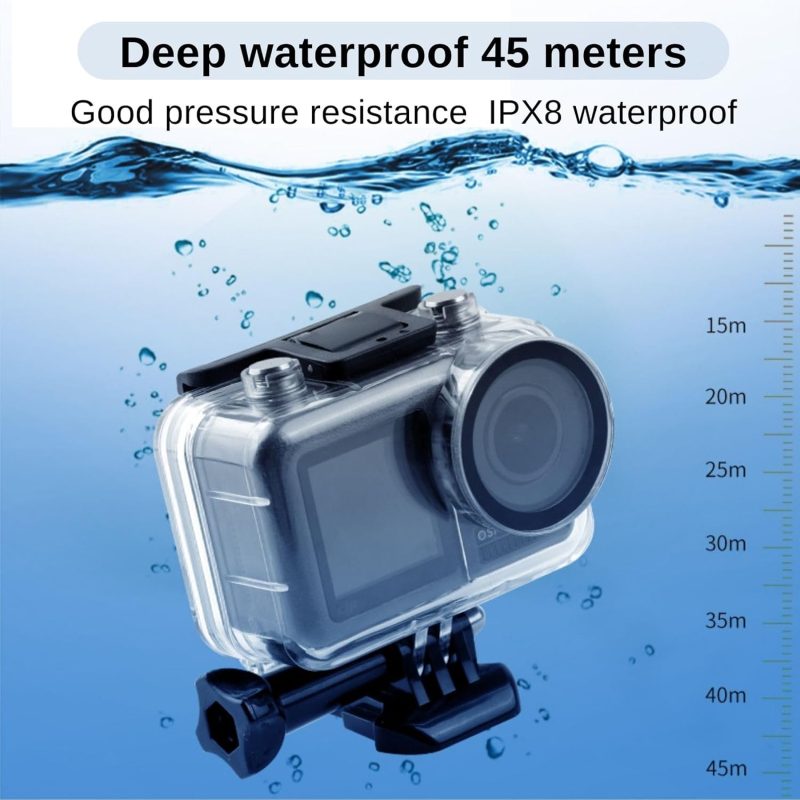 Waterproof Housing Case Cover for DJI OSMO Action 3/4, Underwater Diving Protective Shell with Bracket & Anti Fog Inserts Recycle Drying for ACTION3 Action 4, 45M
