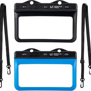 Horizontal Waterproof Phone Pouch – Blue/Black Underwater Phone Safety Case Compatible with iPhone Androids for Scuba Diving Underwater Photography Videography Swimming, Universal Size