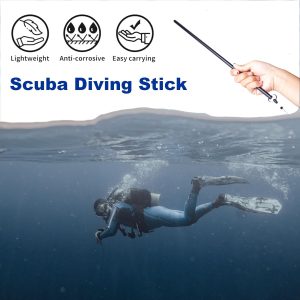 Diving Stick,Scuba Stick Pointer Lobster Tickle Stick Pointer with Retractable Gear Tethers Aluminium Alloy 13inch Tickle Tools Measurem and Underwater Shaker Noise Scuba Gear