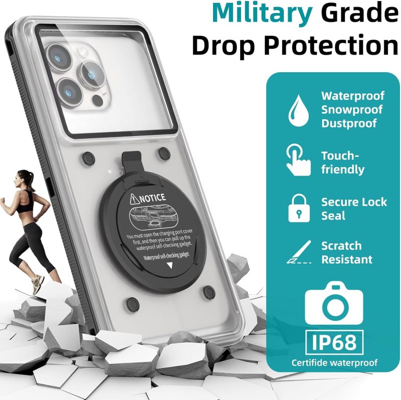 Waterproof Phone Case/Pouch,[15m/50ft] Photo&Video Self-Check Underwater Pouch Dry Bag Beach Travel Essentials Snorkeling Case for iPhone 15 14 13 11 12/Samsung S24/LG,Google/Xiaomi/Nokia/Motorola