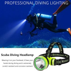 Waterproof Led Head Lamp, Scuba Gear Dive Head Light Underwater Flashlight, IPX8 Waterproof USB Rechargeable Scuba Diving Gear Diving Light, 350M Lighting Distance 2 Lighting Modes