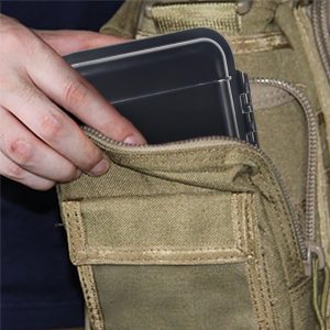 Waterproof Box Shockproof Dry Storage Box, Hard Plastic Protective Grip Carry Touch Phone Case + Foam + Handle for Fishing Camping Hiking (Small -Black)