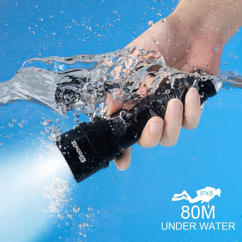 Scuba Diving Flashlight Dive Torch 2000 Lumen Waterproof Underwater XM-L2 LED Submarine Lights Holder with Rechargeable Battery, Charger for Under Water Deep Sea Cave at Night