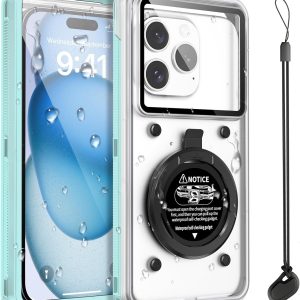 Beasyjoy Waterproof Phone Case, Underwater Snorkeling Diving Phone Case, Universal Self-Check Water Proof Case Up to 6.9 Inch for iPhone 15/14/13/12/11 and Samsung S24/S23/S22/Google Series - Black
