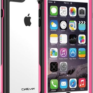 CellEver Waterproof Case for iPhone SE 2020 / iPhone 8 / iPhone 7, 4.7-Inch, Clear Waterproof IP68 Certified Shockproof Sandproof Snowproof Full Body Sealed Protective Transparent Cover KZ (Red)