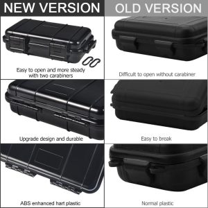 Waterproof Box Shockproof Dry Storage Box, Hard Plastic Protective Grip Carry Touch Phone Case + Foam + Handle for Fishing Camping Hiking (Small -Black)