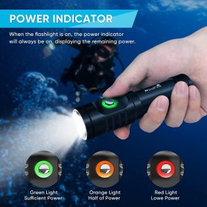 WINDFIRE Dive Lights Scuba Diving Flashlight, 5000LM Scuba Dive Light Rechargeable, IPX8 Waterproof Flashlight Underwater Lights, 3 Modes Diving Torch with Power Indicator for Night Diving