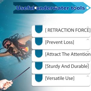 Diving Stick,Scuba Stick Pointer Lobster Tickle Stick Pointer with Retractable Gear Tethers Aluminium Alloy 13inch Tickle Tools Measurem and Underwater Shaker Noise Scuba Gear
