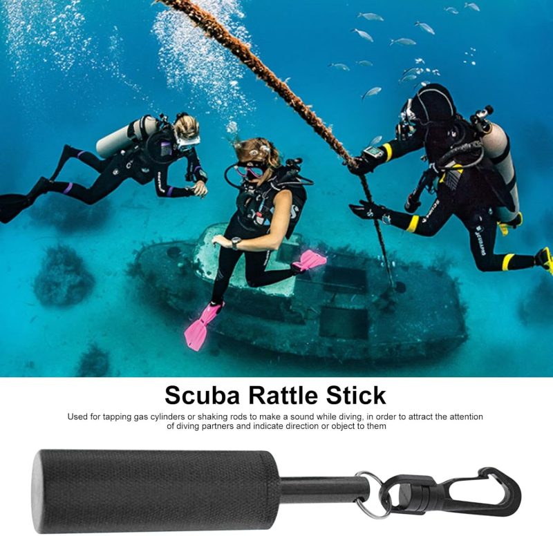 Diving Pointer - Underwater Diving Stick | Noise Maker Signal Bell Diving Stick Underwater Communication Device | Clip Aluminum Alloy Underwater Shaker for Diving Scuba