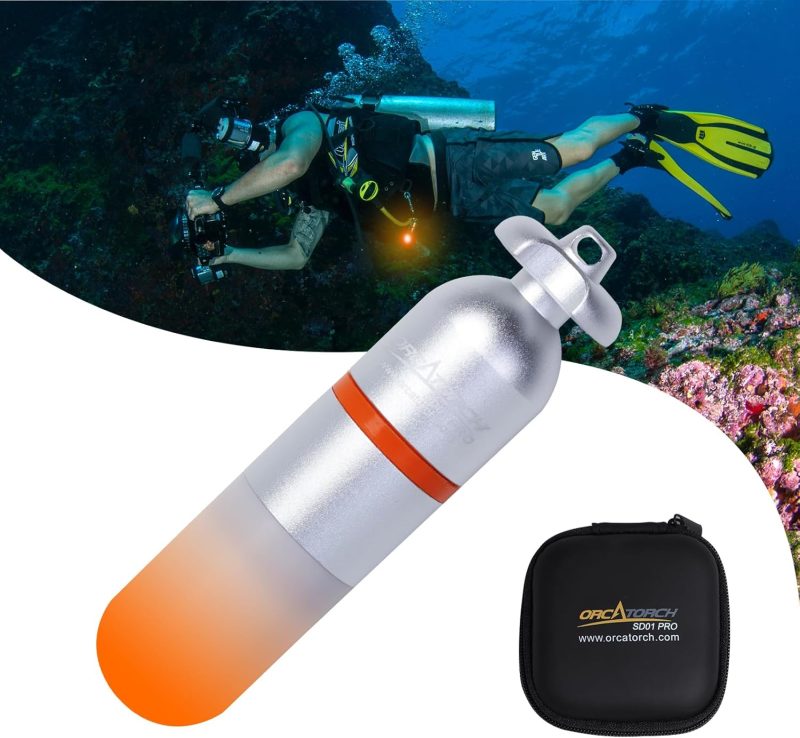 ORCATORCH SD01PRO Upgrade Bright Dive Signal Light, Submersible Beacon Mini Tank Marker Light with Constant and Flashing Modes, for Scuba Diving and Night Time Visibility (Green)