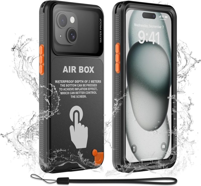 Mitywah Waterproof Case for iPhone, Underwater Snorkeling Diving Phone Case for iPhone 15 14 13 12 /15Pro 14Pro 13Pro 12Pro, HD Underwater Photography Snorkeling Case Travel Essentials Black