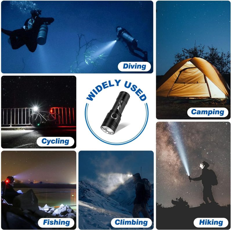 Diving Flashlight,Dual Lights 1500 Lumen Waterproof Diving Torch,Dive Lights Underwater 40M LED Flashlight,for Under Water Deep Sea Cave