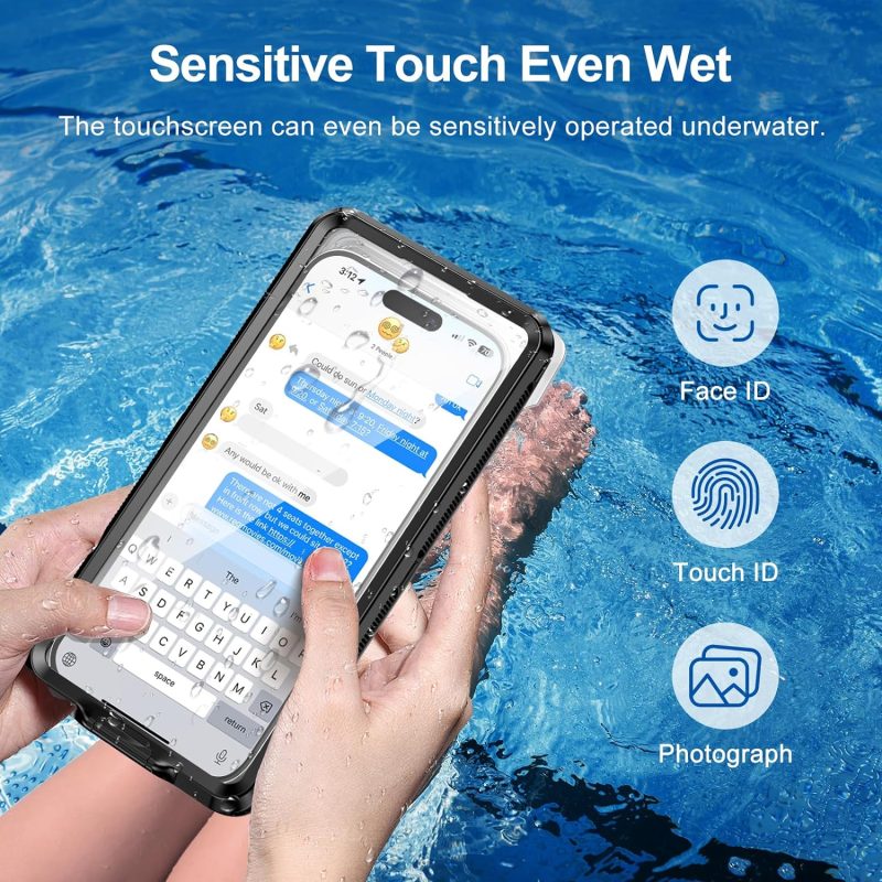 Beasyjoy Waterproof Phone Case, Underwater Snorkeling Diving Phone Case, Universal Self-Check Water Proof Case Up to 6.9 Inch for iPhone 15/14/13/12/11 and Samsung S24/S23/S22/Google Series - Black