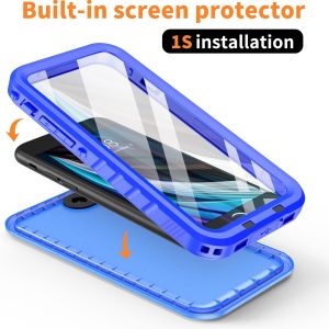 Cozycase Waterproof iPhone SE3/SE2/7/8 Case - Shockproof Full Body Protection with Built-in Screen Protector (Blue)