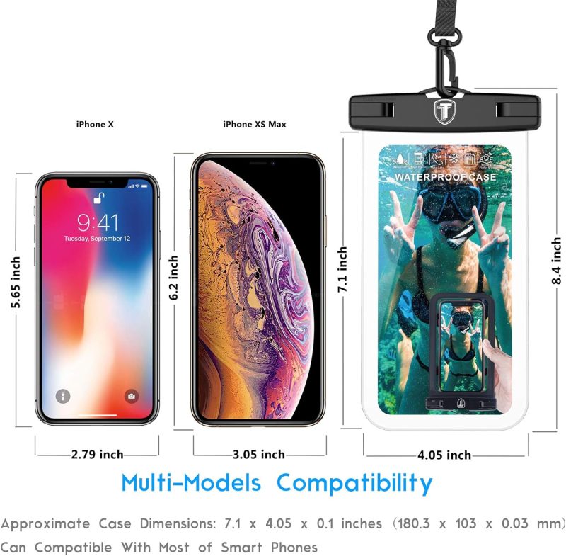 Tekcoo Waterproof Phone Case 2-Pack IPX8 Clear Pouch Dry Bag for Samsung Galaxy S24 Ultra Plus Note 20 S23 S22 S21 FE A14 A03S A15 A23 iPhone 15 14 13 12 Pro Max XR SE Moto G Stylus Power Edge 5G UW