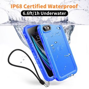 Cozycase Waterproof iPhone SE3/SE2/7/8 Case - Shockproof Full Body Protection with Built-in Screen Protector (Blue)