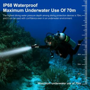 Diving Flashlight,Dual Lights 1500 Lumen Waterproof Diving Torch,Dive Lights Underwater 40M LED Flashlight,for Under Water Deep Sea Cave