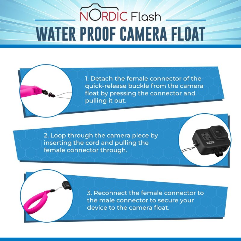 Waterproof Camera Float (2-pack) Floating Strap for GoPro Hero12, DJI Action 4, Insta360 Ace Pro, Olympus Tough TG-6, & Many More Action Cameras and Phones