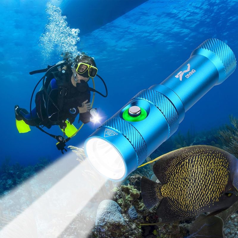 WINDFIRE Dive Lights Scuba Diving Flashlight, 5000LM Scuba Dive Light Rechargeable, IPX8 Waterproof Flashlight Underwater Lights, 3 Modes Diving Torch with Power Indicator for Night Diving