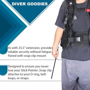 Diving Stick,Scuba Stick Pointer Lobster Tickle Stick Pointer with Retractable Gear Tethers Aluminium Alloy 13inch Tickle Tools Measurem and Underwater Shaker Noise Scuba Gear